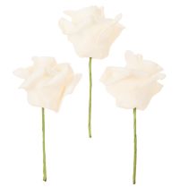 Article Rose artificielle crème sur tige 10 cm - Lot de 100