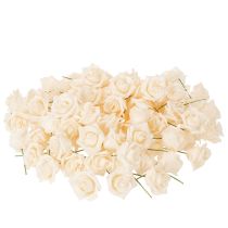 Article Rose artificielle crème sur tige 10 cm - Lot de 100