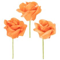 Article Roses artificielles orange 5 cm avec tige flexible, lot de 100