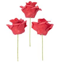 Article Rose artificielle rouge en mousse avec tige 5 cm - Lot de 100