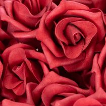 Article Rose artificielle rouge en mousse avec tige 5 cm - Lot de 100