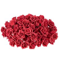 Article Rose artificielle rouge en mousse avec tige 5 cm - Lot de 100