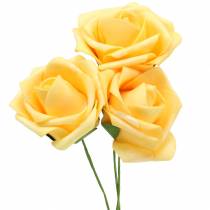 Article Rose en mousse Ø7,5cm jaune 18 pcs