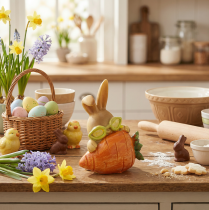 Article Lapin décoratif avec carotte, figurines décoratives de lapin de Pâques, 6 cm, lot de 3