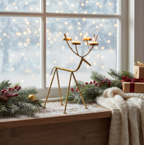 Article Photophore métal cerf bougeoir décoratif H44,5cm