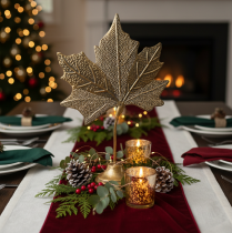 Article Décoration de table décoration feuille d'érable d'automne doré antique 58cm × 39cm