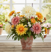 Article Dahlia artificielle crème 25,5 cm - Lot de 3