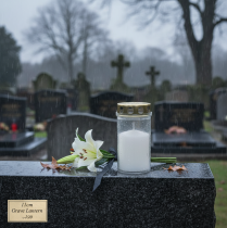 Article Bougies funéraires, blanches et dorées, Ø 5,5 cm, H 11,5 cm, 24 heures, lot de 12