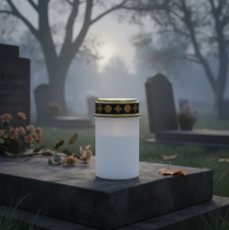 Article Lampe tombale LED blanche, minuterie blanc chaud à piles Ø6.8 H12.2cm