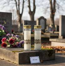 Article Bougies funéraires roses blanches lumière de deuil Ø7cm H23.5cm 100h 2pcs