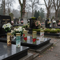 Article Bougie funéraire à motif, décoration funéraire, Ø6 cm H17 cm, lot de 6