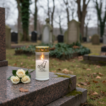 Article Lampe funéraire bougie funéraire chien pour animaux blanc Ø7cm H16,5cm