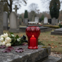 Article Bougies funéraires lumières de deuil rouges lumières commémoratives Ø10cm H18cm 4 pcs