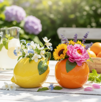 Article Vase à agrumes (orange et citron), accessoire de décoration raffiné pour l'été, 10 cm, lot de 2.