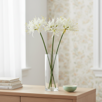 Article Nerine artificielle blanche avec étamines jaunes Ø15 cm L65 cm