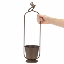 Article Jardinière vintage avec treillis, motif libellule, en métal, Ø16/H62cm