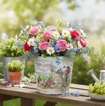 Article Petits pots de fleurs en métal coloré, Fresh Garden, 16 cm de haut, lot de 2