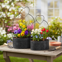 Article Bol décoratif ovale en métal noir en forme de cœur, 20 x 16 cm, lot de 2