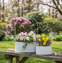 Article Bol décoratif ovale en métal blanc en forme de cœur, 20 x 16 cm, lot de 2