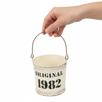 Article Seau décoratif avec anse « Original 1982 » Crème Ø12/10 cm, lot de 2 x 2.