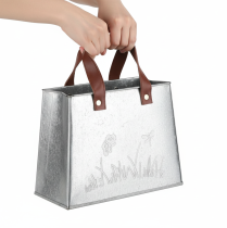 Article Sac décoratif, argenté, blanc, marron, métal, pot de fleurs, L22cm, 2 pièces