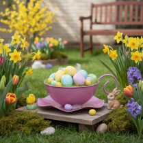 Article Mug en métal Ø16 cm H9 cm, mug décoratif avec soucoupe, rose, lot de 2