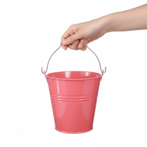 Article Pot de fleurs décoratif en métal rose, seau, 26 x 22,5 x 23 cm, 6 l