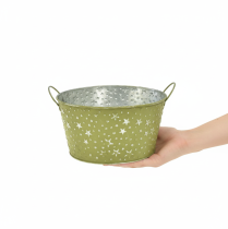 Article Bol en métal vert avec étoiles et anses, Ø 20 cm, H 11,5 cm