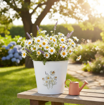 Article Jardinière en métal blanc, pot de fleurs, Ø16cm H14,5cm