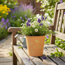 Article Pot de fleurs en métal, jardinière, jaune pêche, Ø 11,5 cm H 11,5 cm