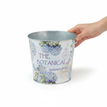 Article Cache-pot en métal motif hortensias Ø24cm H21cm