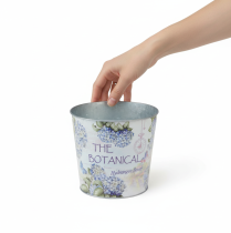Article Cache-pot en métal motif hortensia, Ø21 cm, H18 cm