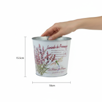 Article Cache-pot métal motif lavande Ø18cm H15,5cm