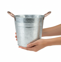 Article Seau décoratif en métal avec poignées, Ø19 cm H17 cm, style rustique