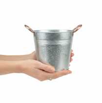 Article Seau décoratif en métal avec poignées cuivre Ø16cm H15cm