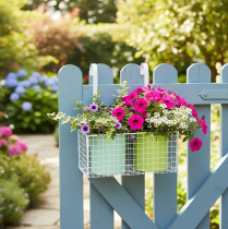 Article Pot de fleurs suspendu en métal, vert, décoration de balcon, L22cm H23,5cm