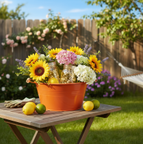 Article Bol décoratif avec anses, en métal, brun orangé, Ø 29 cm, H 14,5 cm