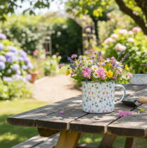 Article Pot de fleurs en émail, coupe décorative à motifs floraux, Ø11cm