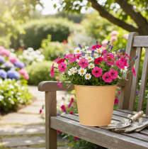 Article Pot de fleurs en métal, orange pastel, Ø 13,5 cm H 12,5 cm