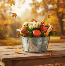 Article Panier à plantes avec insert, panier en fil de fer, jardinière, argenté printanier, blanchi, style shabby chic, Ø 22 cm H 17,5 cm