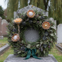 Article Protéa compacta Rosette séchée Givré vert Ø4-5,5cm 20pcs