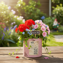 Article Pot de fleurs, rose ancienne, boîte décorative en métal, style vintage, Ø 15,5 cm x H 15 cm