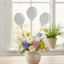 Article Bouchon de fleur bouquet décoration gâteau topper ballon blanc 28cm 8 pcs