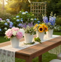 Article Pots décoratifs en métal blanc avec ornements Ø18,5 cm H18 cm