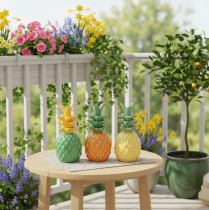 Article Ananas décoratif en céramique, décoration en céramique colorée, assortie, 17 cm, lot de 3