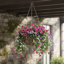 Article Corbeille métal à suspendre décoration métal blanc gris Ø24cm H19cm