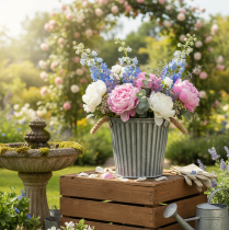 Article Pot décoratif pour plantation, pot en métal avec anses, décoration en métal style shabby chic Ø 21,5 cm