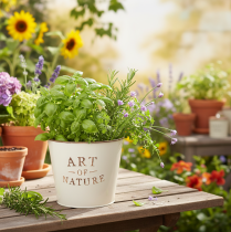 Article Cache-pot en métal crème Art of Nature Ø17,5cm H15cm