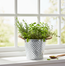 Article Pot en zinc motif losanges avec poignées en corde Ø24,5cm H21cm