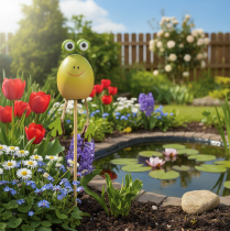 Article Tuteurs en forme de grenouille pour décorer les pots de fleurs au printemps ou en été, 34 cm, lot de 6